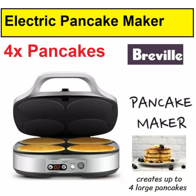 Breville Electric Pancake Maker Cooker Fluffy Breakfast Egg Four Deep Cooking