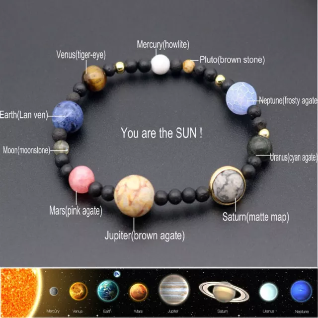 Natural Stone Solar System 'OUR PLANETS' Bracelet- 9 Different Planets –  zenheavens