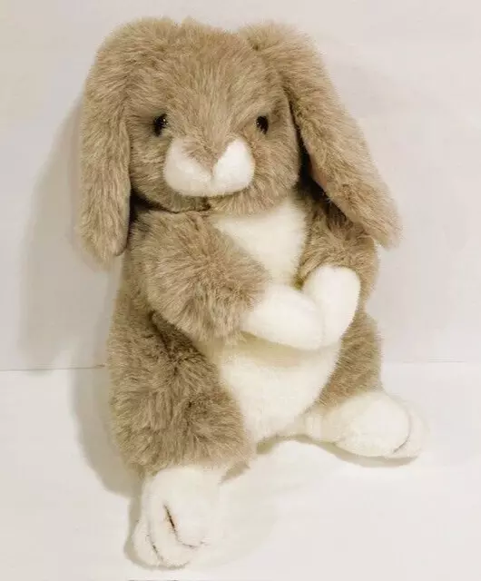 Vintage Anna Club Beige Bunny Rabbit Leather Tag Line Plush Stuffed Animal 11"