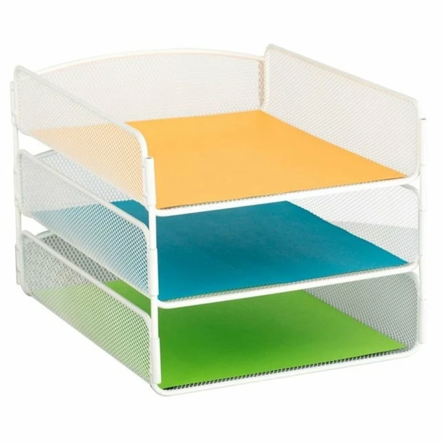 Safco Onyx 3 Tray Desk Organizer in White
