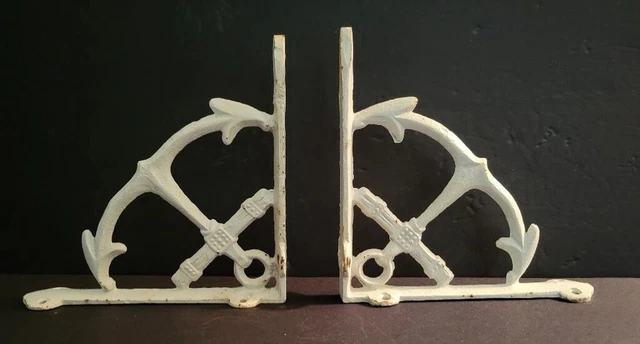 2 Cast Iron Anchor Brackets Garden Braces Shelf Bracket Corbels Beach Nautical 2