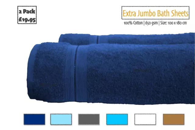 2er-Pack extra saugfähige Jumbo Badetücher | 100 % Baumwolle | 650 GSM | Luxus