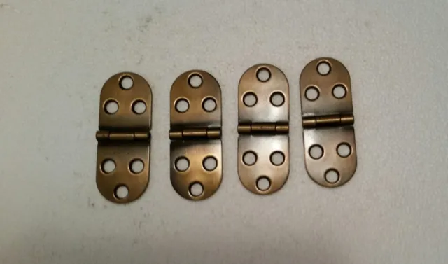4 Matching Vintage Looking Oval Brass Plated Hinges  Trunks Cabinet (Br549)