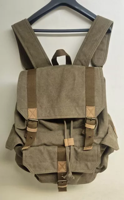 Vintage Look Brown Backpack Washed Canvas Men & Women Travel Hiking Military Bag