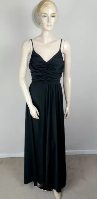 Vintage 70S Sexy Strappy Black Trina Lewis  Marjon Couture Evening Maxi Dress 12