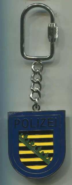 Polizei Schlüsselanhänger Sachsen Wappen Blau (T546)