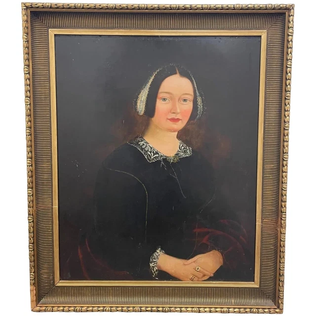 English School Early Victorian Mid 19th Century Oil Painting Portrait Of A Lady