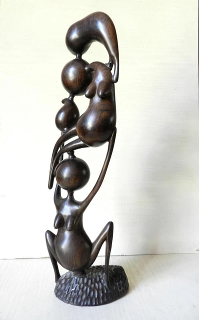 ART ETHNIQUE AFRIQUE ou POLYNÉSIE * BOIS d'ÉBÈNE *BELLE STATUE SCULPTURE VINTAGE
