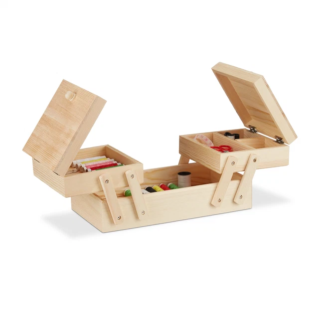 Agi Gift Boîte à Couture En Bois Avec Accessoires Pour Kit De Couture, Panier à Couture Avec - 3