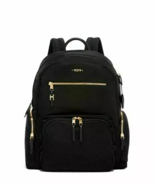 New/TUMI /Voyageur Carson Backpack Black / Gold Hardware