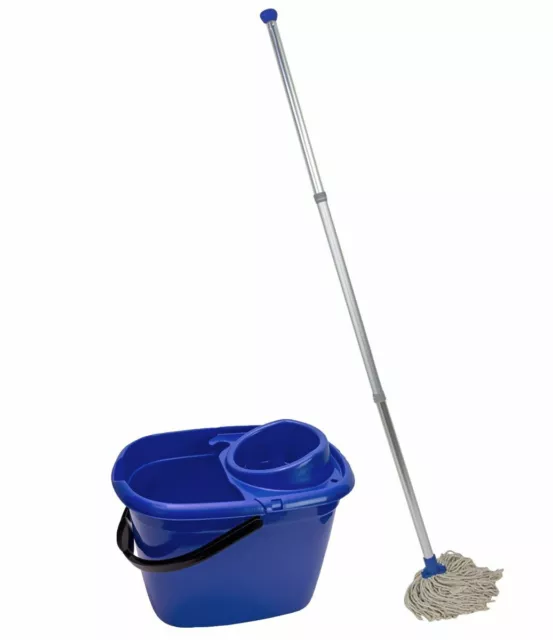 Abbey Professional Mop and Bucket Kit with two mop heads, Blue