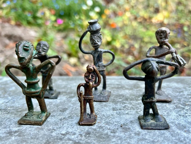 1400-1890s *LOT OF 6* AFRICAN GOLDWEIGHTS FIGURAL MINI SCULPTURES [GHANA] PB2