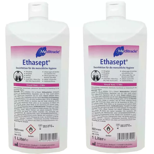 2x Ethasept Hand-Desinfektionsmittel Meditrade, (2x1000ml)