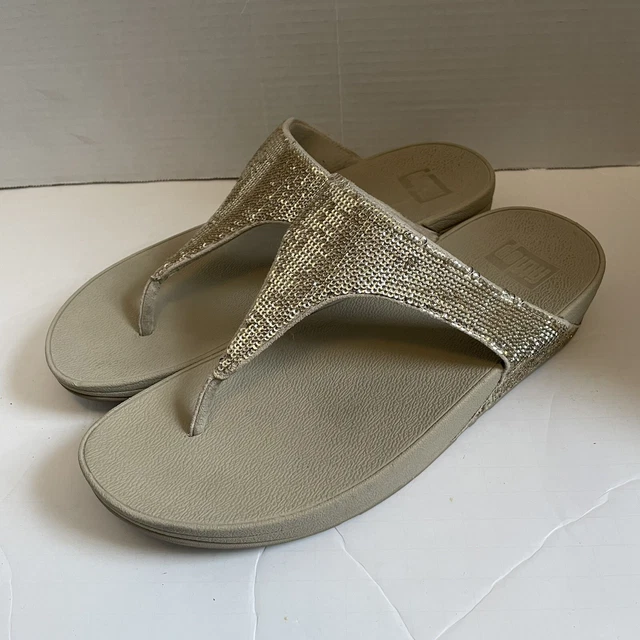 FITFLOP LuLu Glitter Toe Flip Flop Sandals Size 9