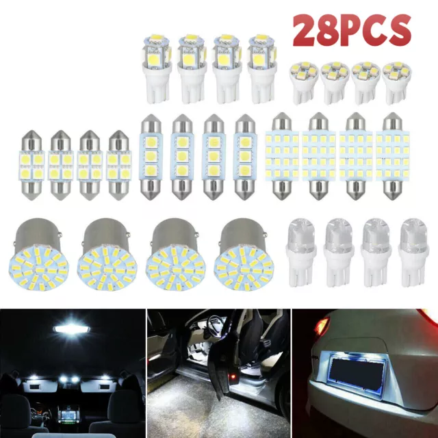 28Pcs Auto Car Interior Package Map Dome License Plate Mixed LED Light Lamp Kit