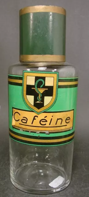 Apothekenflasche CAFÉINE / COFFEIN. Frankreich 19.Jh. Abriss.