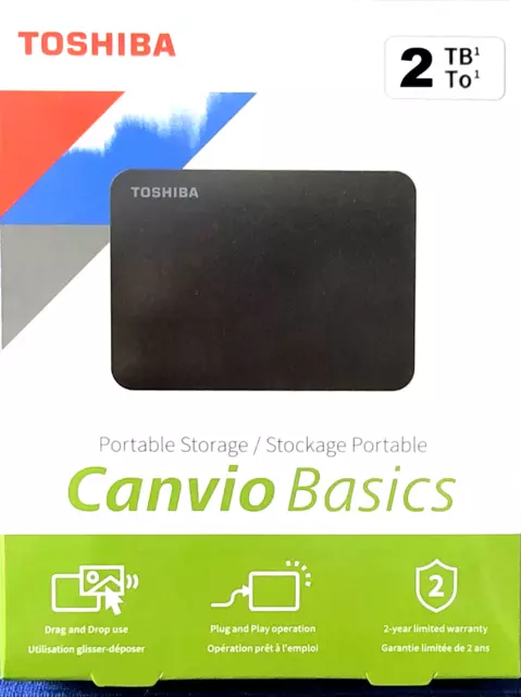 Festplatte 2 TB / 2000 GB • Toshiba Canvio Basics • USB 3.0 • Computer PC Apple