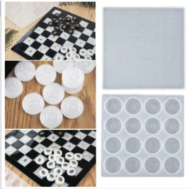 DIY Kristall Epoxy Schach International Checkers Board Schachfigur Silikonform