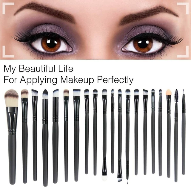 Set 20 Pennelli Professionali Per Make-Up, Pennello Trucco + Ombretto + Fard