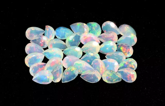 Natural Ethiopian Fire Opal Faceted Pear cut Loose Gemstone, 4x6MM 35Pcs S-1014