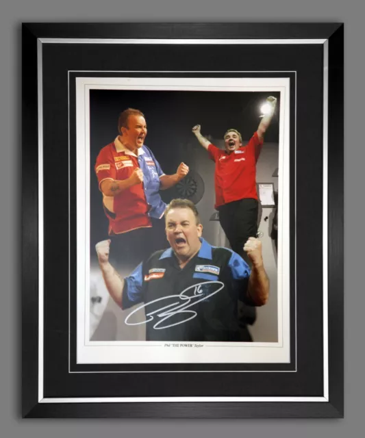 Phil The Power Taylor Hand Signed And Framed Darts 12x16 Photograph. Memorabilia