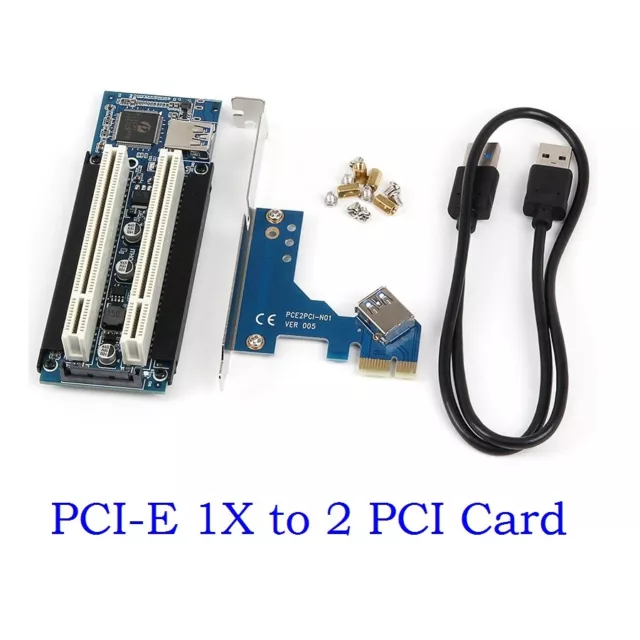 PCI-E Express X1 to Dual PCI Riser Extend Adapter Card With USB 3.0 Cable 3