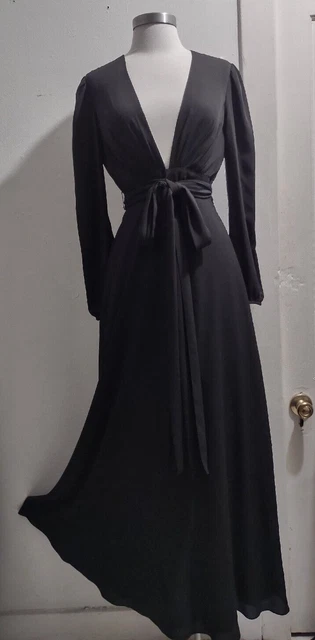 JiLL Jill Stuart black deep v neck formal dress gown sz 2