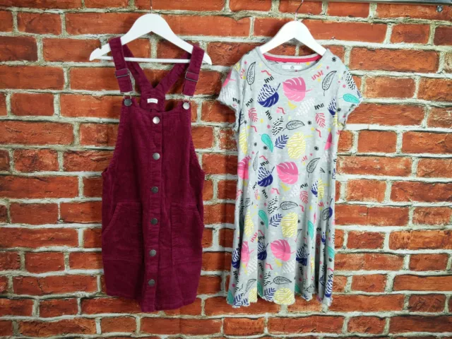 Girls Bundle Age 10-11 Years Next M&S Pinafore T-Shirt Dress Corduroy Grey 146Cm