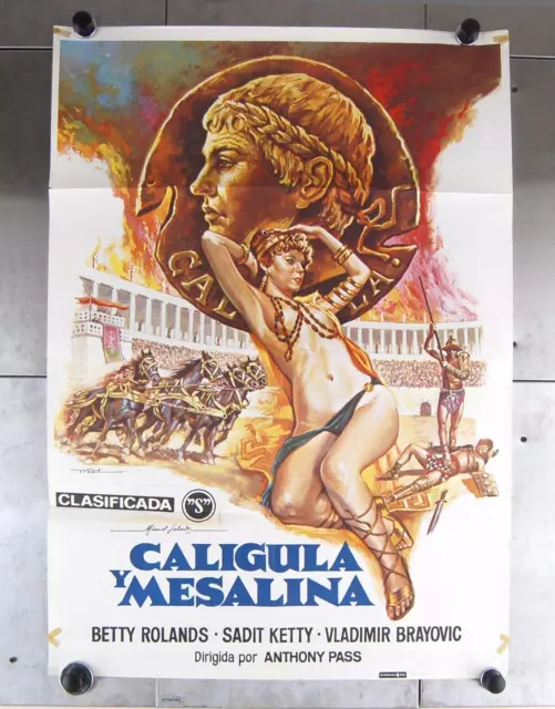 Vtg 1981 Espagnol Caligula & Mesalina Promo Adulte Film Affiche 99.1cm x 69.8cm