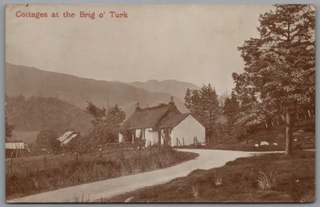 Brig O'Turk Village Cottages Perthshire Scotland Posted 6th May 1927 PM Postcard