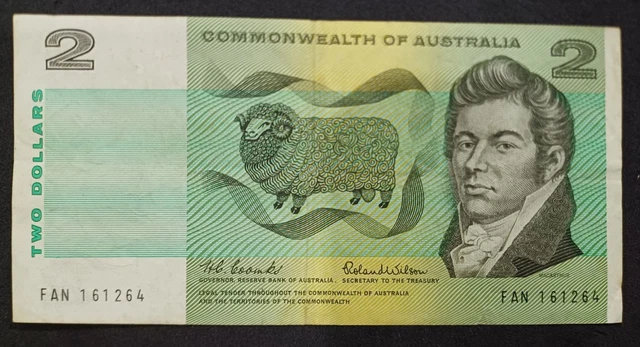 1966 COMMONWEALTH BANK Of Australia Coomb Wilson Two Dollar $2 NOTE $15 ...