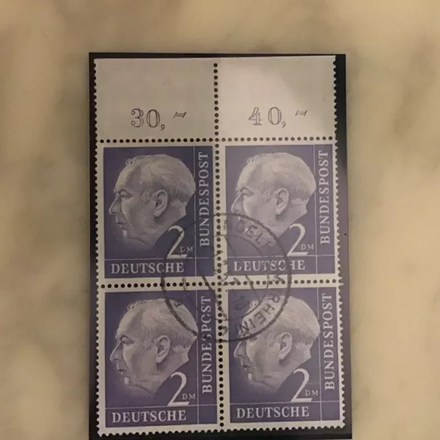 Briefmarken Bundesrepublik Deutschland Mi Nr 195 Viererblock 0berrand Gestempelt
