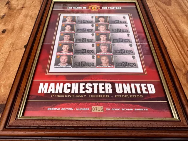 FRAMED Manchester United Present Day Heroes 2002/03 - Customised Stamp Sheet 3