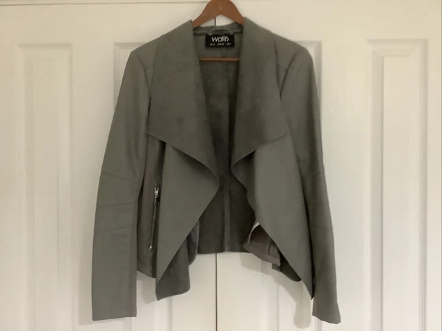 Grey leather hotsell waterfall jacket