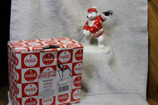 Vintage COCA COLA Polar Bear Figurine “Always Golfing”#17648 dated 1996