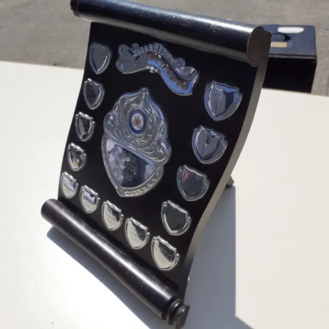 VINTAGE ANTIQUE Wooden scroll Award Trophy 1997