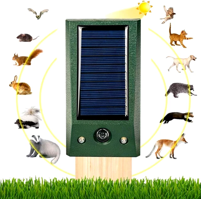New Ultrasonic Solar Cat Dog Repellent Fox Pest Scarer Deterrent Repeller Garden