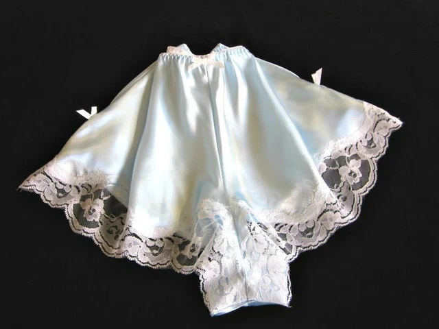M mutandine stile vintage blu pallido raso blu pallido NUOVE