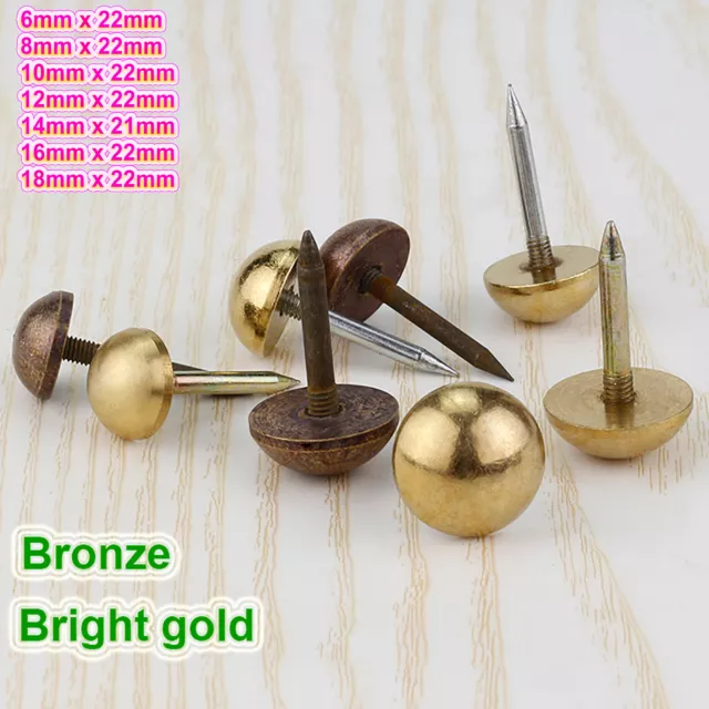 Antique Solid Brass Decorative Upholstery Pins Furniture Tack Craft Dome Nail