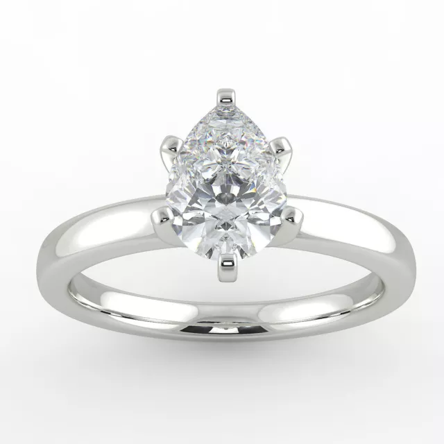 2 1/2 Carat Jewelry Pear Shape Cut Lab Created Diamond Engagement Ring F/VS2 14K