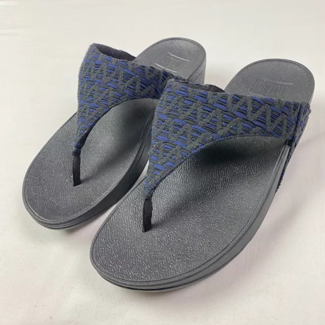 FitFlop Womens Sandals 7 Mix Slip On Geo Webbing Cross Slides LULU FZ4-231