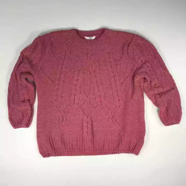 NEW TIME & Tru Chenille Sweater L (12-14)Purple Grape Crew Neck Heavy Cable  Knit $11.25 - PicClick