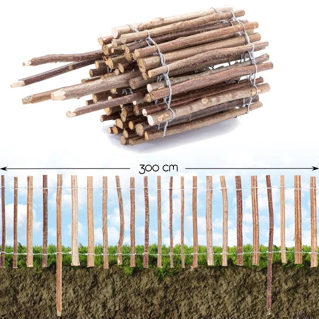 STECKZAUN HASELNUSS 3M Beet Einfassung Umrandung Roll Garten Holz Teich