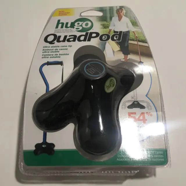 "Hugo Mobility Quadpod Punta de Bastón Ultra Estable con Diseño Compacto Cuádruple 3/4"
