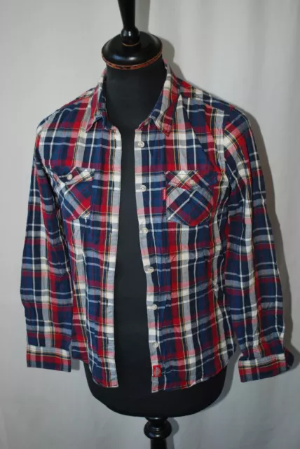 Camicia vintage Dickies KIds a scacchi rossi flanella da lavoro taglia bambini medi