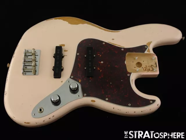 LOADED Fender Flea Road Worn Jazz J BASS BODY, Nitro Shell Pink Relic