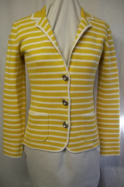 Banana Republic Sweater Women's Size Small Yellow Striped Cardigan Button Up