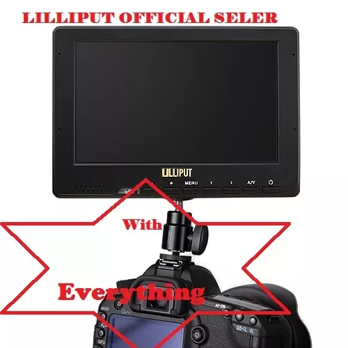 Lilliput 7" 667/S HD-SDI entrée et sortie HDMI & YPbPr appareil photo-top moniteur batterie LP-E6