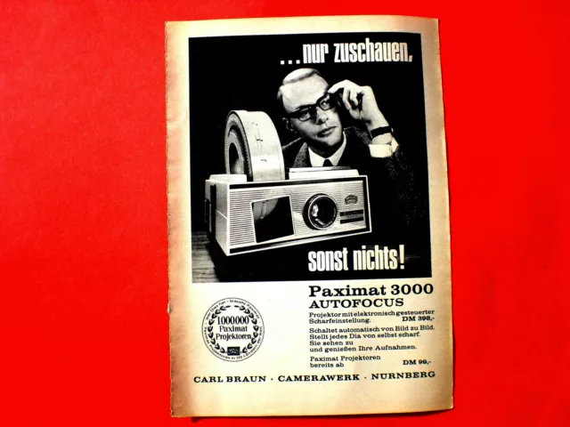 1967 Werbung in Zeitschrift Fotogerätehersteller BRAUN Paximat 3000 Diaprojektor