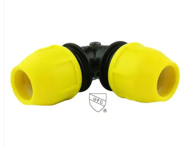Home-Flex 1 inch IPS SDR 11 Underground Yellow Poly Gas Pipe 90° Elbow NEW